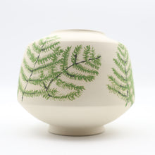Load image into Gallery viewer, Round vase, hand painted with ferns
