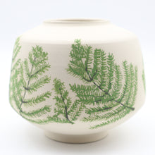 Load image into Gallery viewer, Round vase, hand painted with ferns
