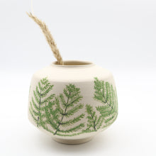 Load image into Gallery viewer, Round vase, hand painted with ferns
